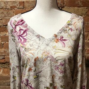 ANTHROPOLOGIE MAEVE PERNILLE FLORAL TIE SLEEVE V NECK TOP BLOUSE WOMENS XS